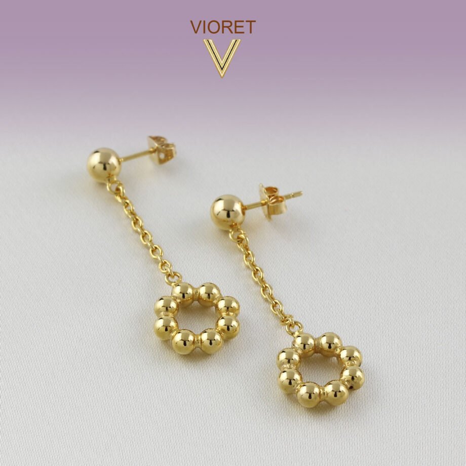 Coral Gold Chain Earrings