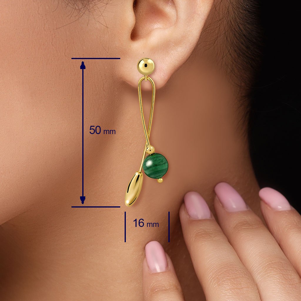 Viorettos Gold Malachite Earrings