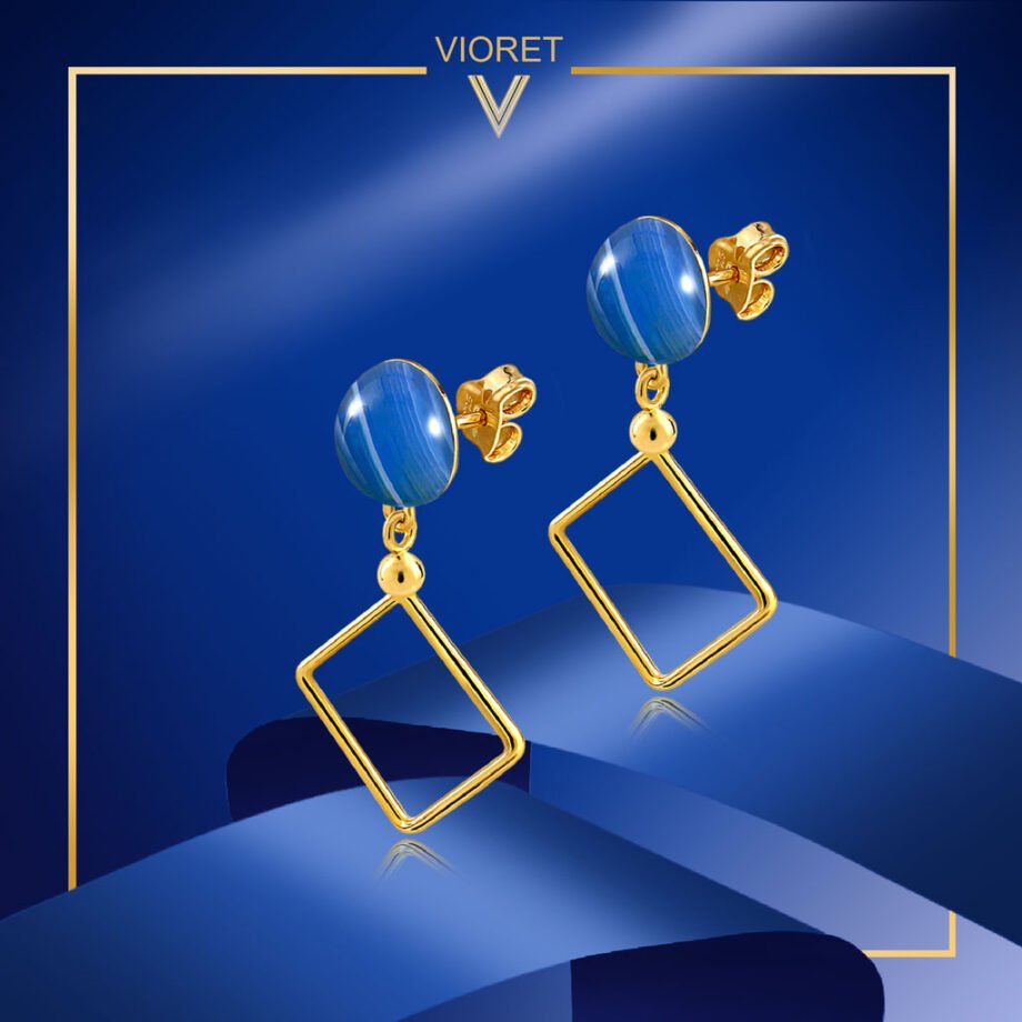 Lorena Silver Blue Agate Earrings
