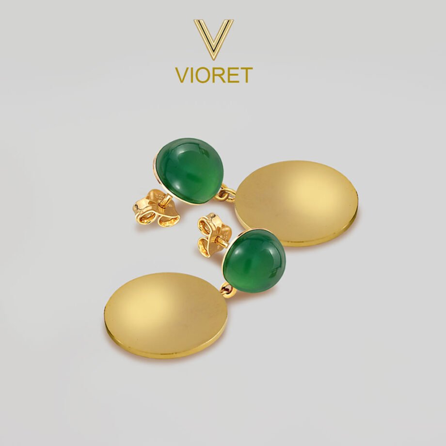 Shaila Gold Green Jade Earrings