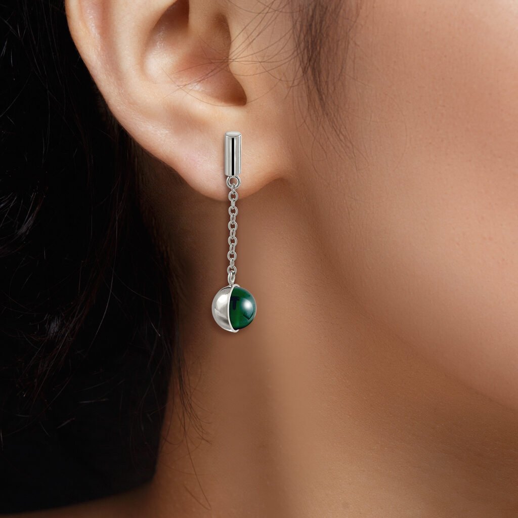 Moon Silver Chain Earrings