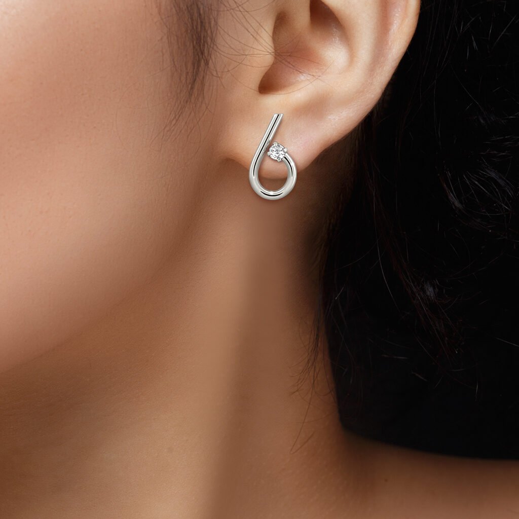 Number Six Silver Earrings