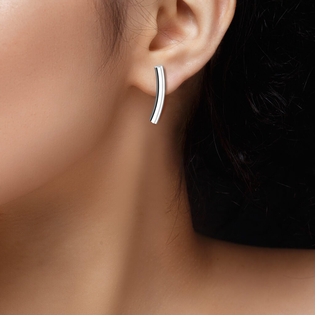 Lucia Silver Curved Earrings