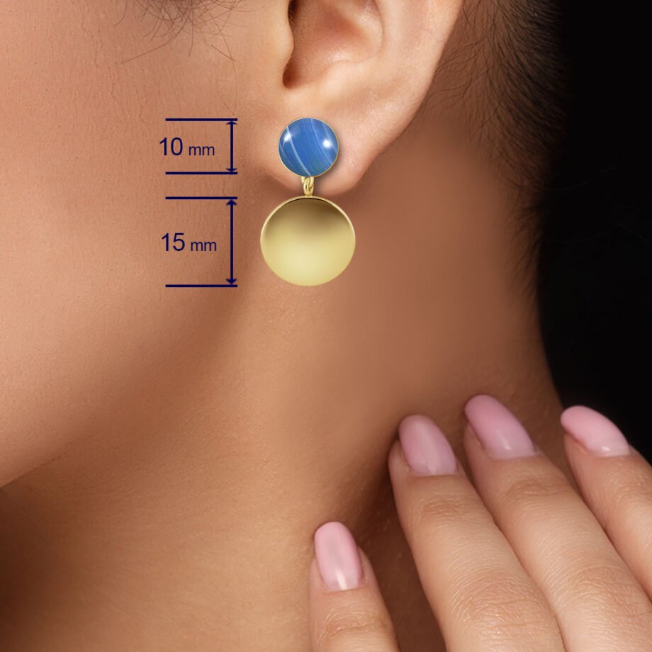 Shaila Gold Blue Agate Earrings