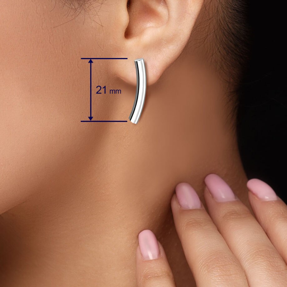 Lucia Silver Curved Earrings