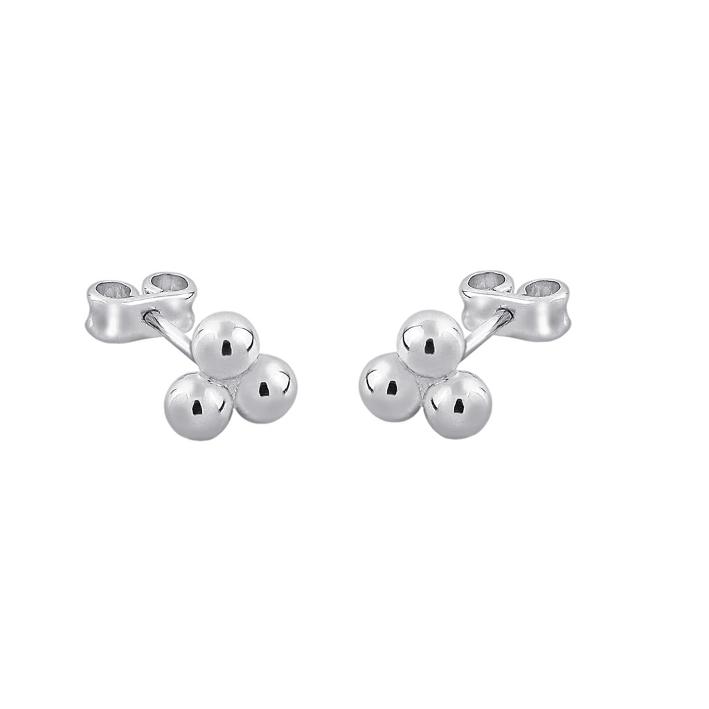 Pendientes Plata Mía acabados de rodio en plata y formados por pequeñas esferas