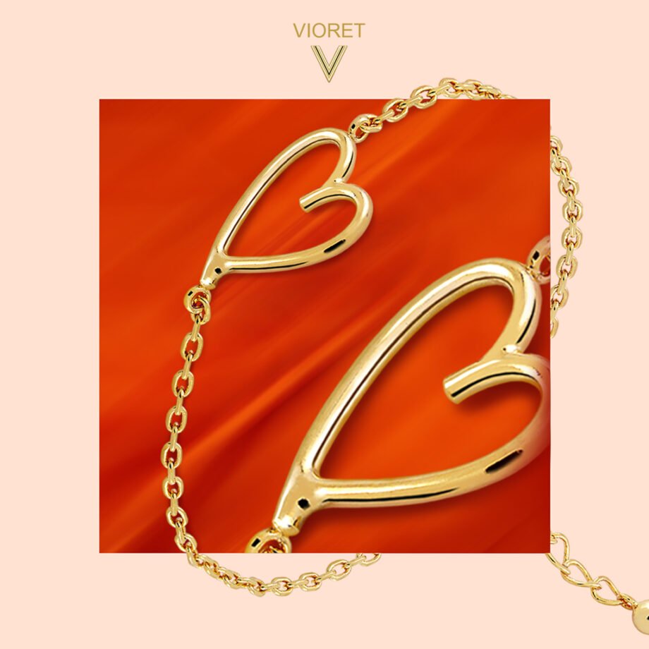 Pulsera Oro Corazón acabada en oro de 18 quilates para demostrar tu amor