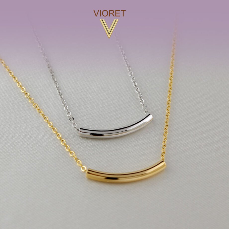 Colgante Plata Valentina y Colgante Oro Valentina diseñado con formas curvas y puras por Vioret Joyas ®