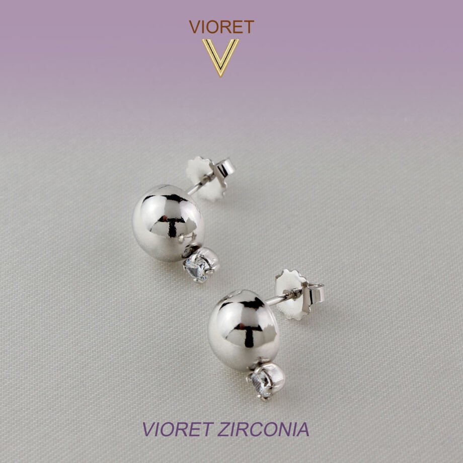 Pendientes Plata Dulce con circonitas engastadas a mano y acabados de rodio en plata