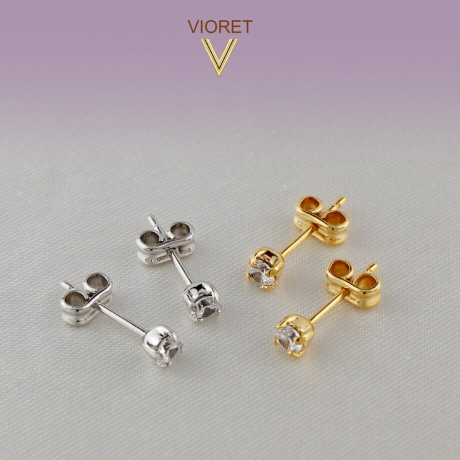 Pendientes Plata Inés y Pendientes Oro Inés diseñados por Vioret JoyasⓇ con circonitas engastadas