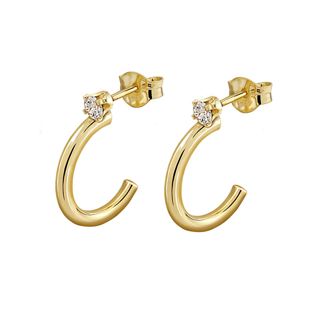 Pendientes Oro Bianca con circonitas blancas y diseñados por Vioret Joyas ®