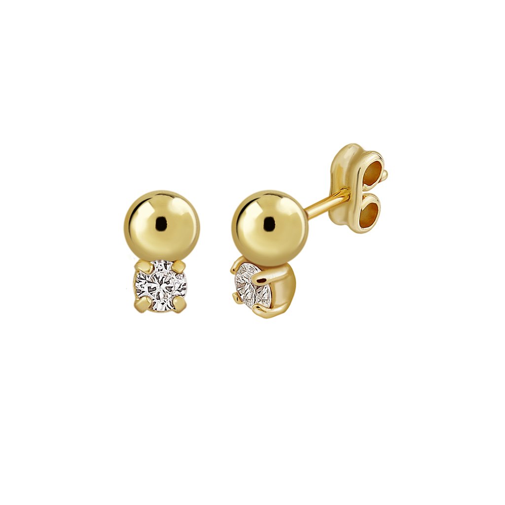 Pendientes Oro Lena acabados en oro de 18 quilates con circonitas engastadas a mano