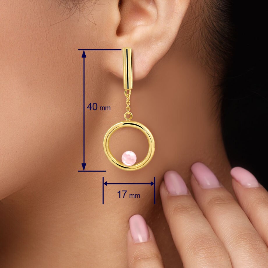 Medidas de los Pendientes Oro Emilia Cuarzo fabricados en oro vermeil y diseñados por Vioret Joyas Ⓡ