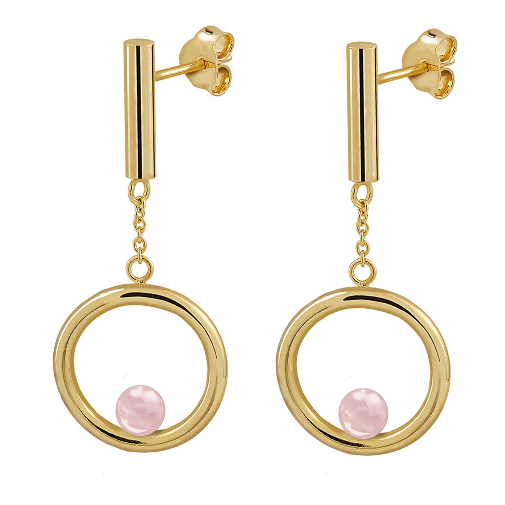 Pendientes Oro Emilia Cuarzo acabados en oro vermeil y diseñados por Vioret Joyas®