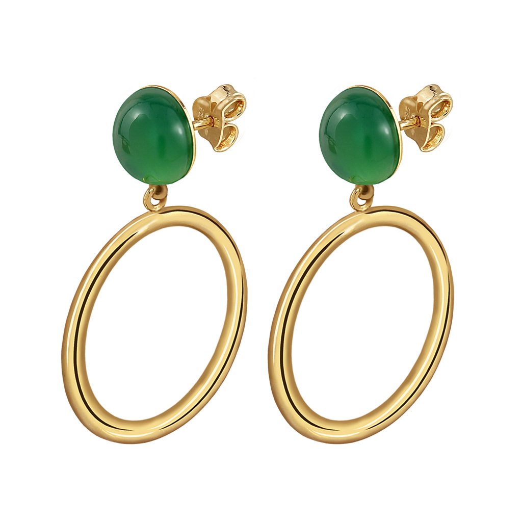 Pendientes Oro Emma Jade verde diseñados por Vioret Joyas ® y acabados en oro de 18 quilates