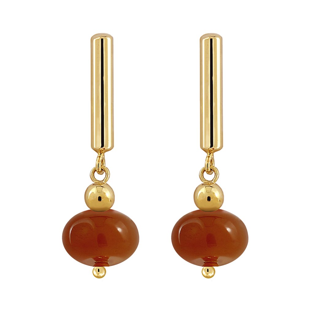 Pendientes Oro Gala Carneola acabados en oro de 18 quilates y diseñados por Vioret Joyas ®