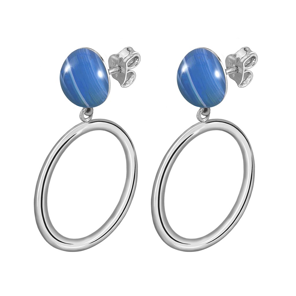 Pendientes Plata Emma Ágata acabados de rodio en plata y diseñados por Vioret Joyas ®