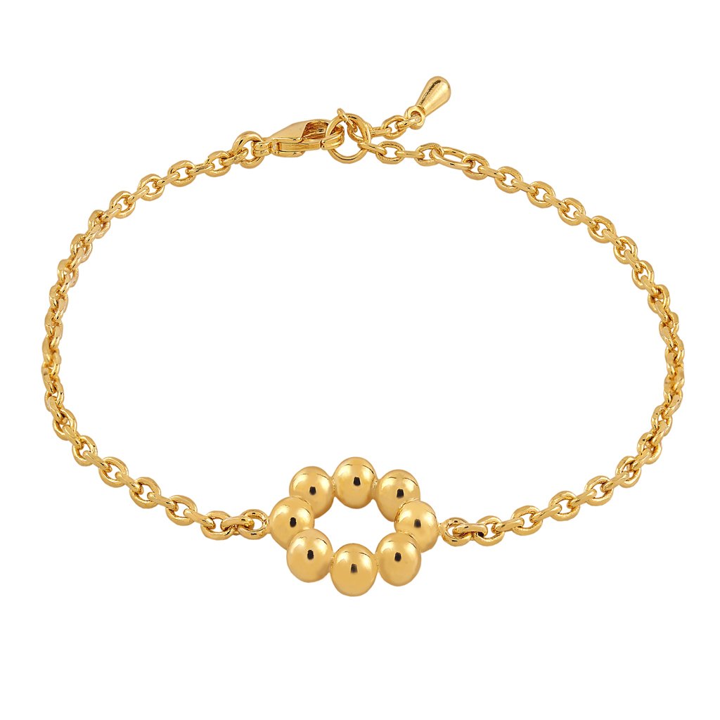 Pulsera Oro Coral formada por pequeñas esferas y acabada en oro de 18 quilates