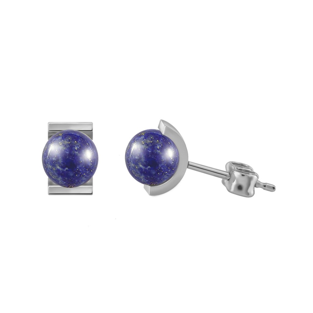 Pendientes Plata Lía Lapislázuli acabados de rodio en plata y diseñados por Vioret Joyas®