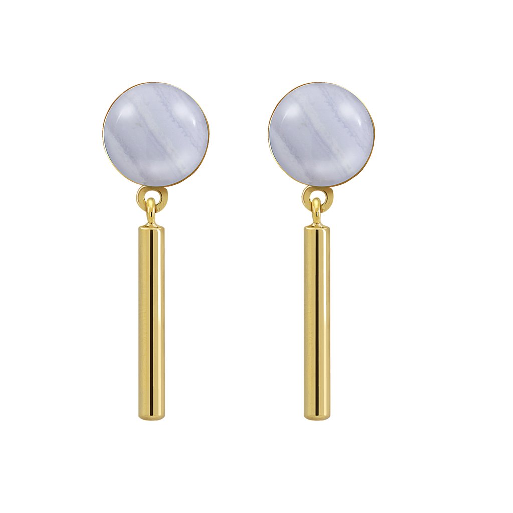 Pendientes Oro Bella Calcedonia acabados en oro de 18 quilates y diseñados por Vioret Joyas®