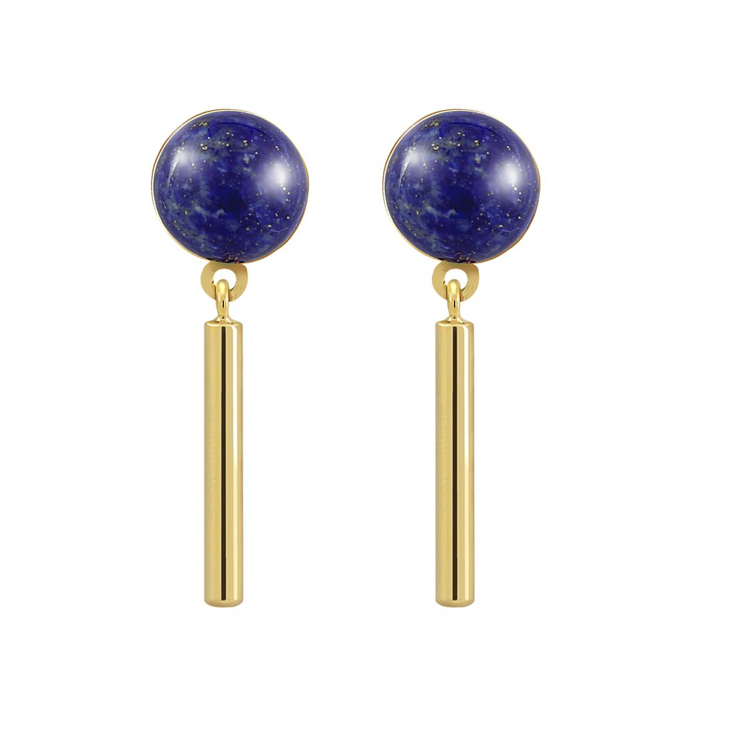 Pendientes Oro Bella Lapislázuli con un diseño sobrio y acabados en oro de 18 quilates