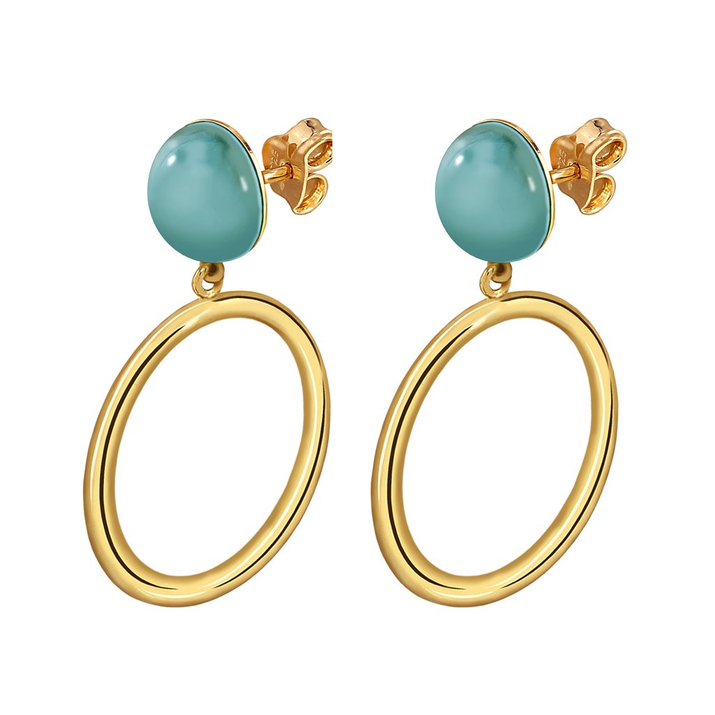 Pendientes Oro Emma Amazonita acabados en oro de 18 quilates y diseñados por Vioret Joyas®