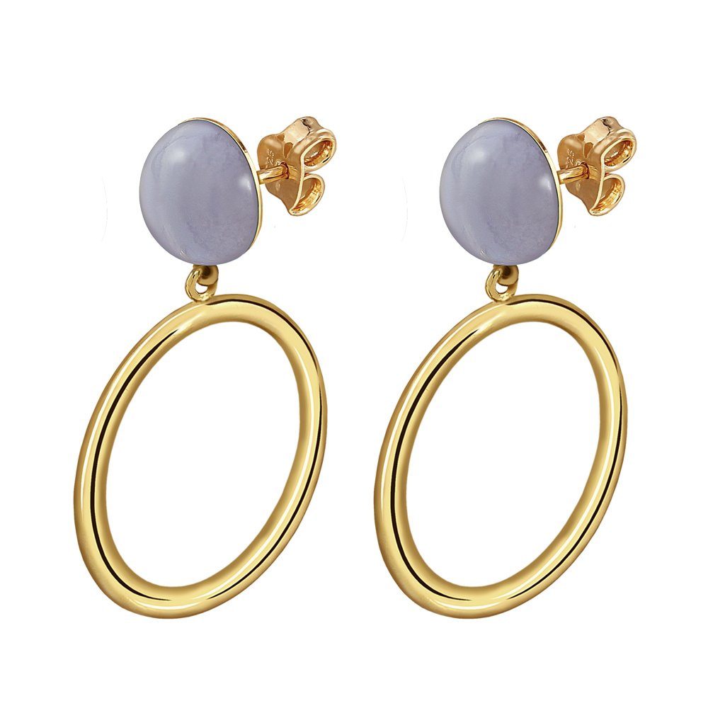 Pendientes Oro Emma Calcedonia acabados en oro de 18 quilates y diseñados por Vioret Joyas®