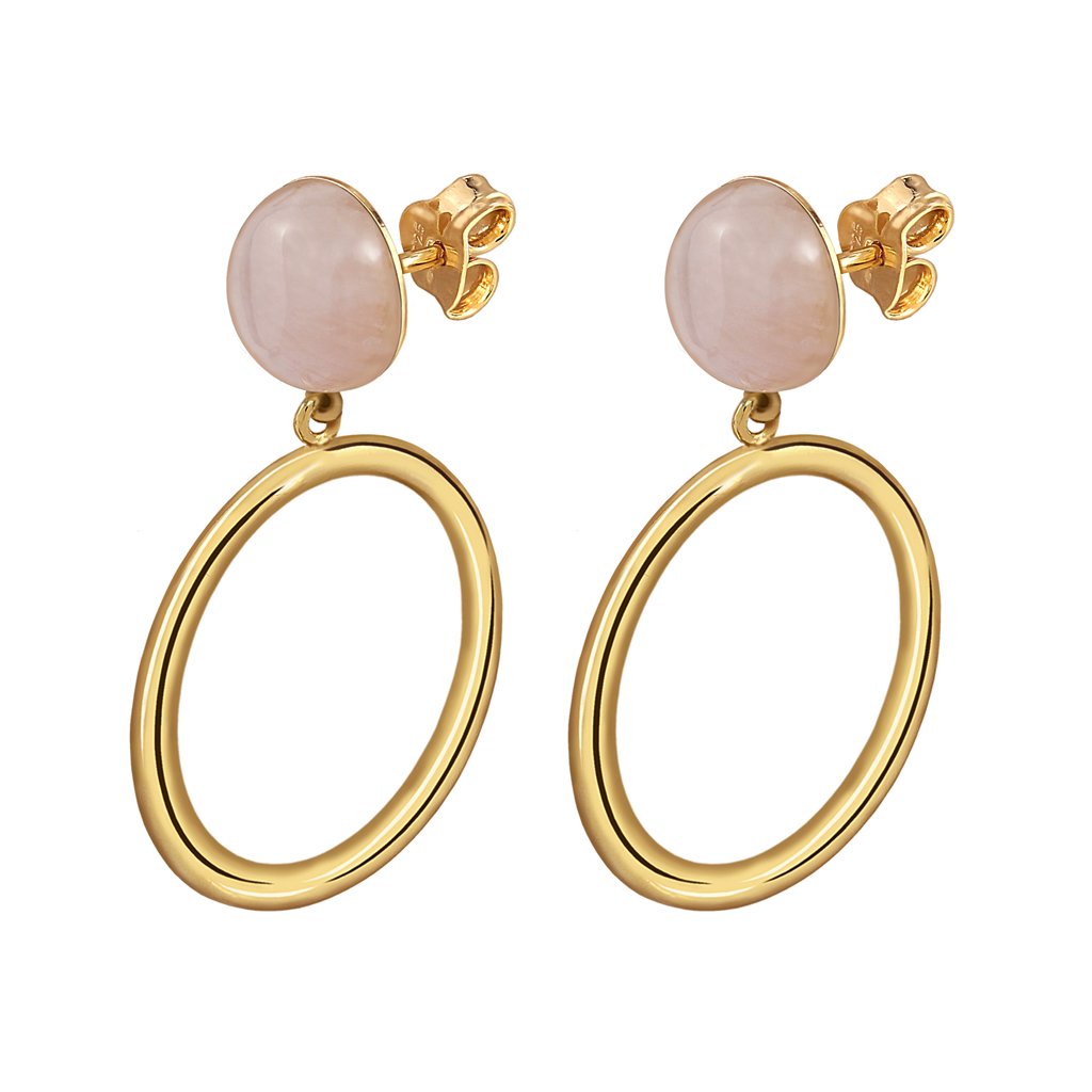 Pendientes Oro Emma Cuarzo acabados en oro de 18 quilates y diseñados por aros