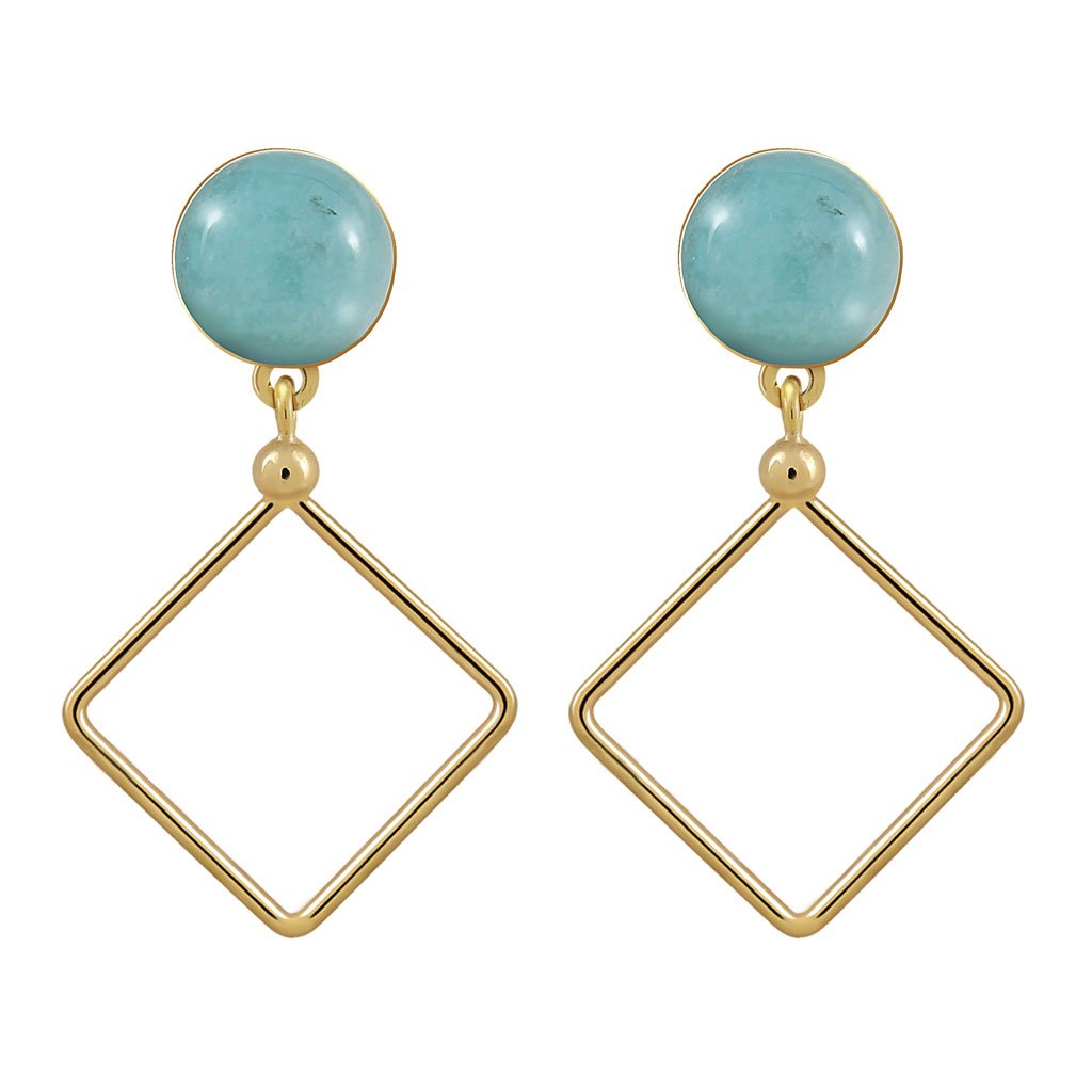 Pendientes Oro Lorena Amazonita en forma de triángulo diseñados por Vioret Joyas Ⓡ