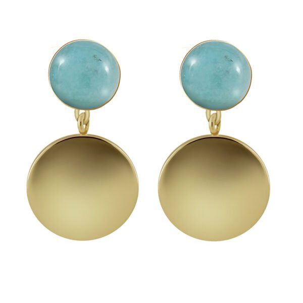 Pendientes Oro Shaila Amazonita acabados en oro de 18 quilates y diseñados por Vioret Joyas®