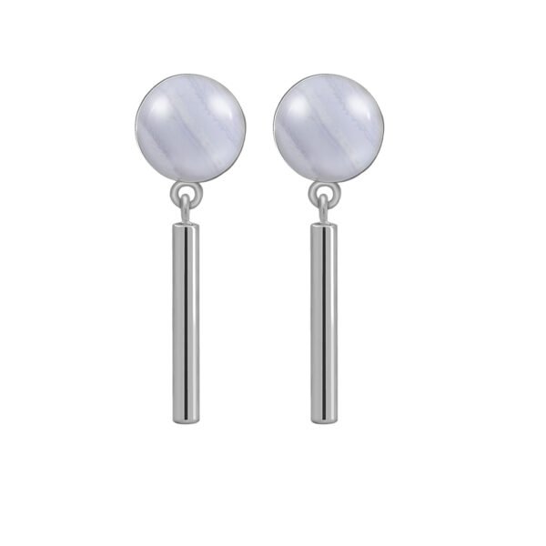 Pendientes Plata Bella Calcedonia acabados de rodio en plata y diseñados por Vioret Joyas®