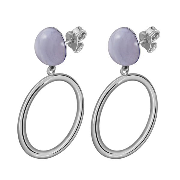 Pendientes Plata Emma Calcedonia acabados de rodio en plata y diseñados en forma de aro