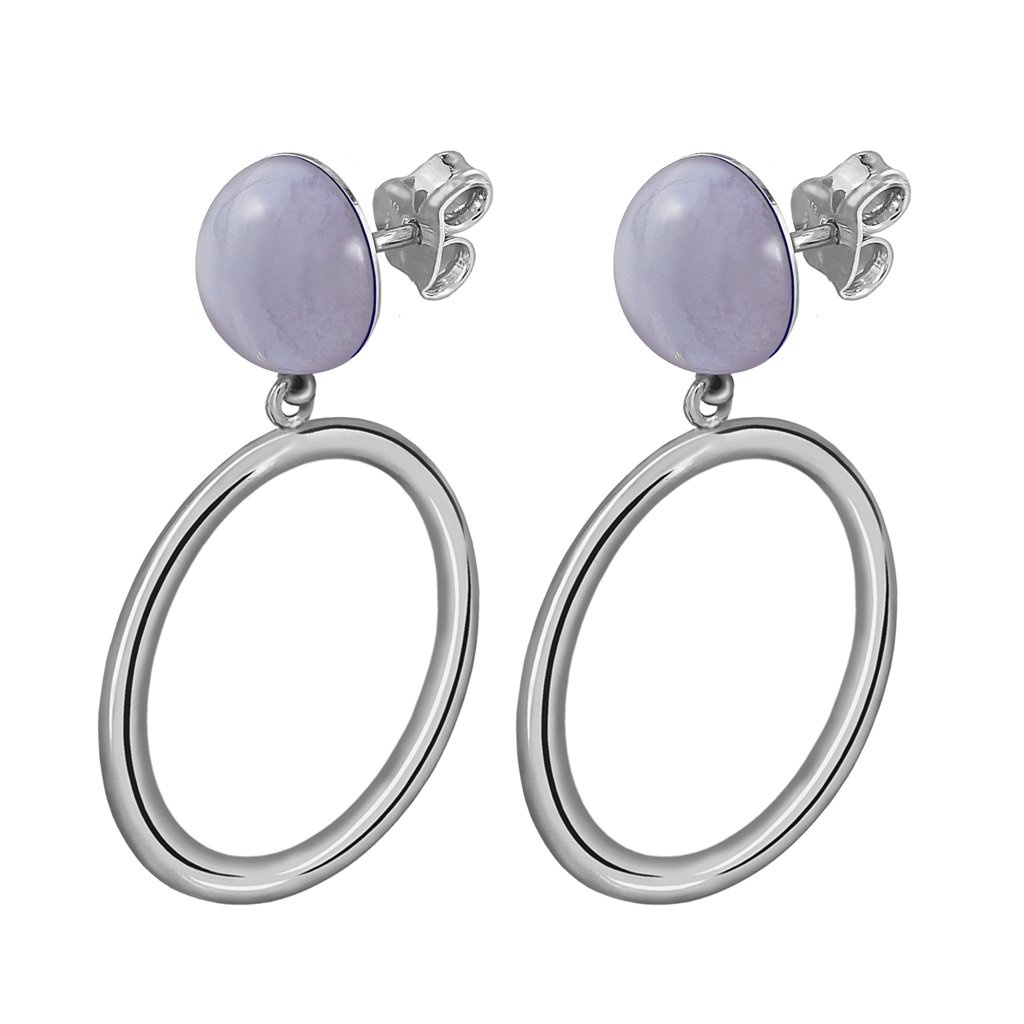Pendientes Plata Emma Calcedonia acabados de rodio en plata y diseñados en forma de aro
