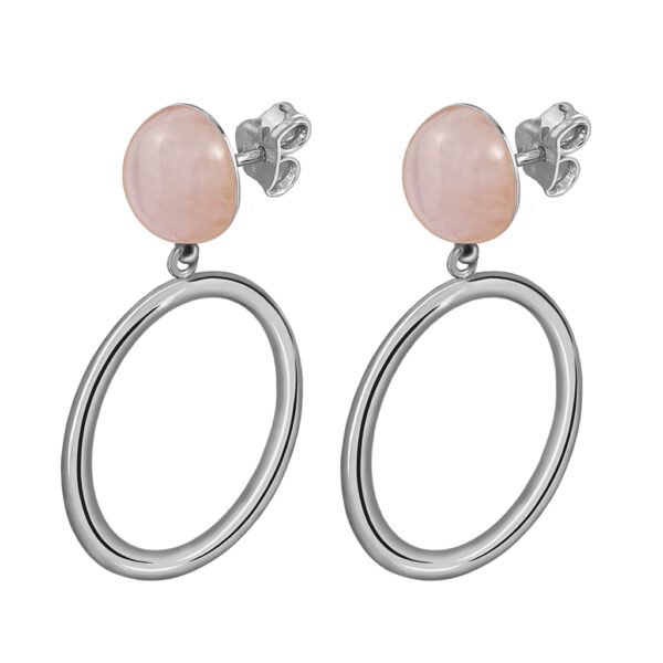 Pendientes Plata Emma Cuarzo formados por aros y acabados de rodio en plata
