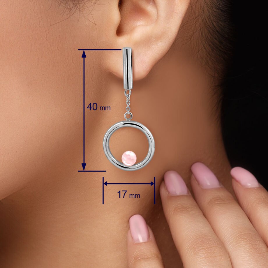 Medidas de los Pendientes Plata Emilia Cuarzo fabricados de plata de 1ª Ley por Vioret Joyas Ⓡ
