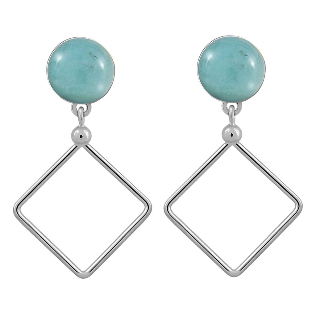 Pendientes Plata Lorena Amazonita diseñados por Vioret Joyas® y acabados de rodio en plata