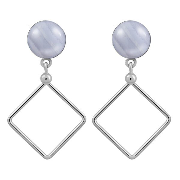 Pendientes Plata Lorena Calcedonia acabados de rodio en plata y diseñados por Vioret Joyas®