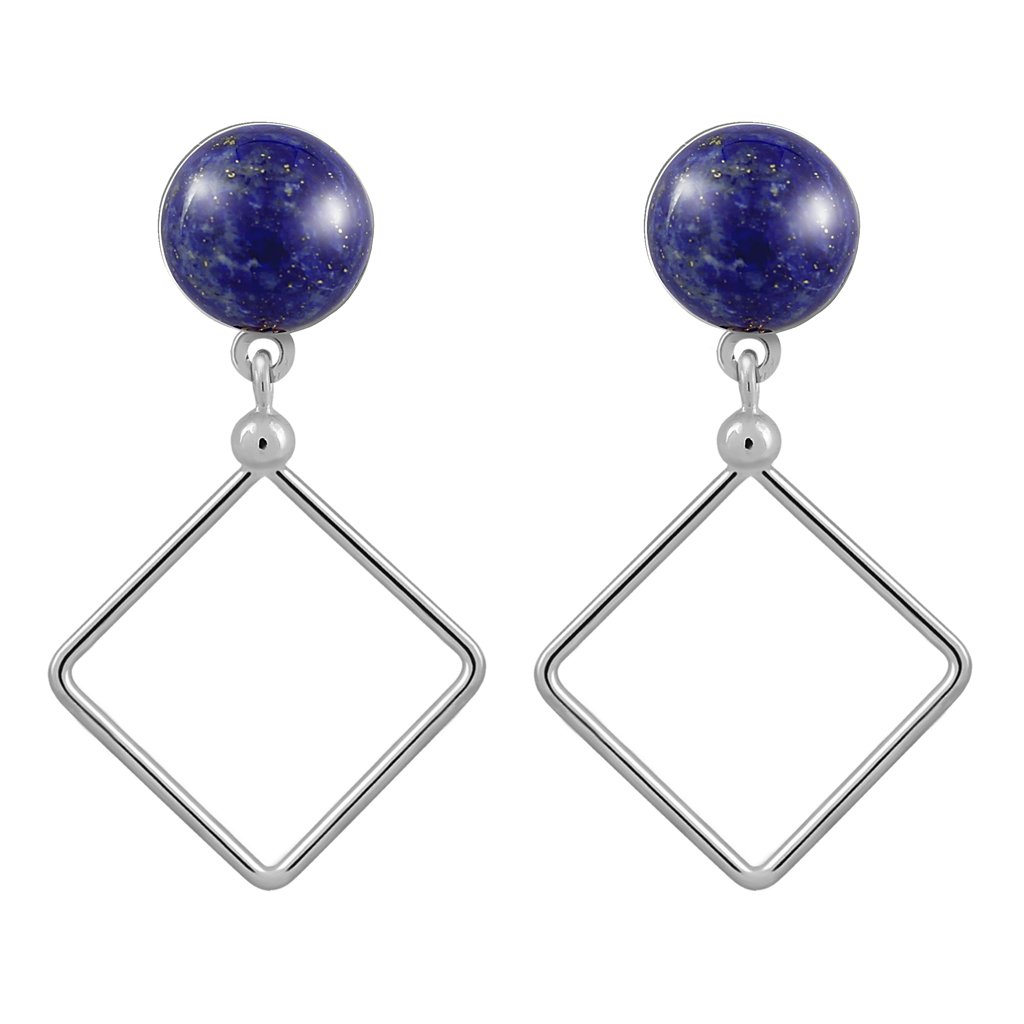Pendientes Plata Lorena Lapislázuli diseñados por Vioret Joyas® y acabados de rodio en plata