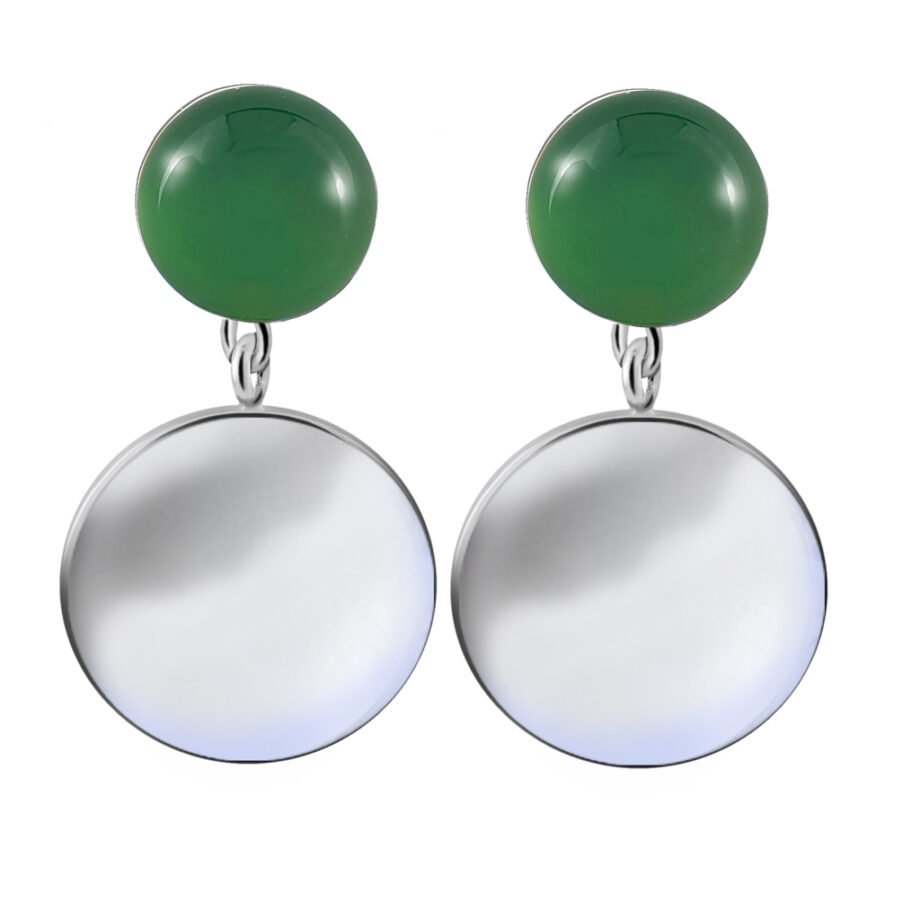 Pendientes Plata Shaila Jade Verde acabados de rodio en plata diseñados por Vioret Joyas®