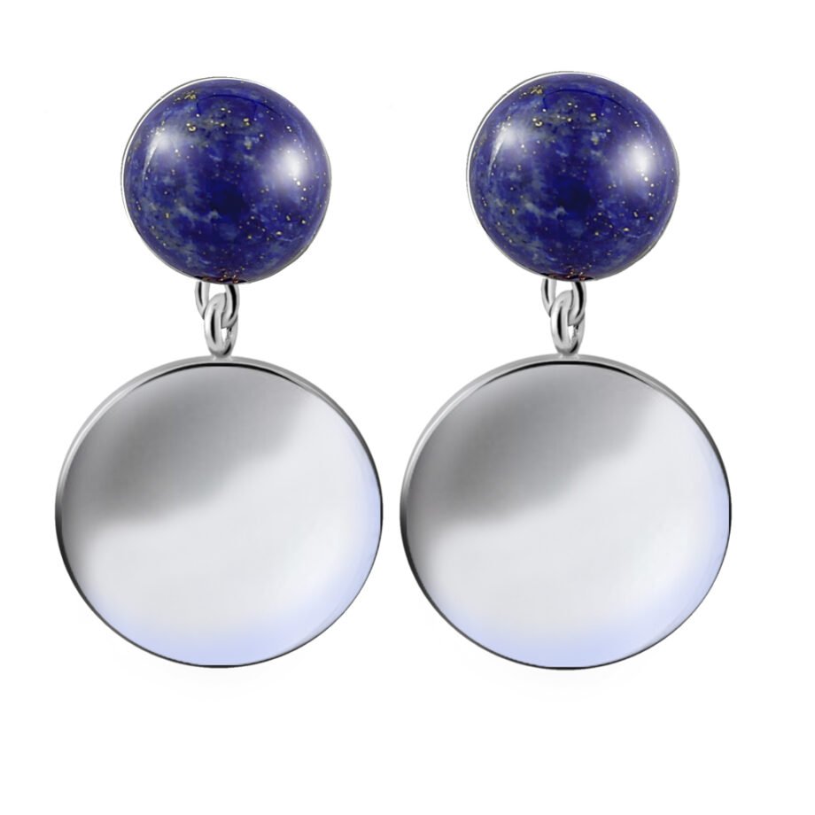 Pendientes Plata Shaila Lapislázuli de formas redondas y diseñados por Vioret Joyas ®
