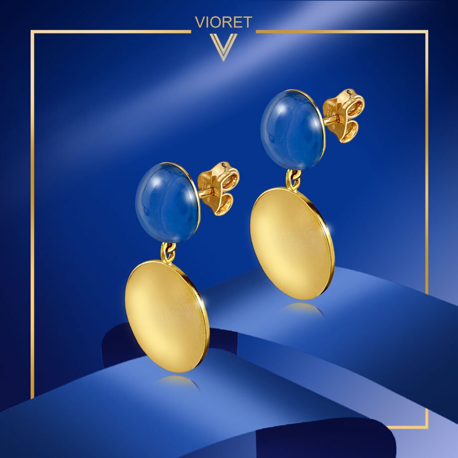 Pendientes Oro Shaila Ágata acabados en oro de 18 quilates diseñados por Vioret Joyas ®