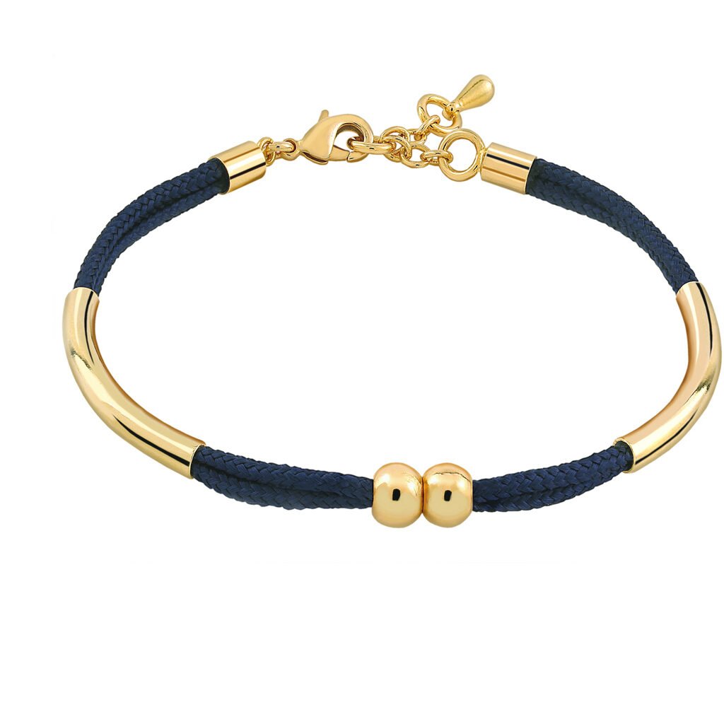 Pulsera Oro Alma Marino con un diseño refinado formado por cordones de seda