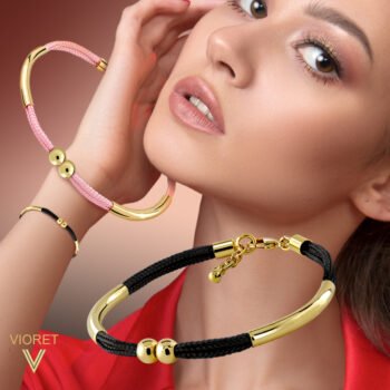 Mujer joven luciendo Pulsera Oro Alma diseñadas por Vioret Joyas Ⓡ
