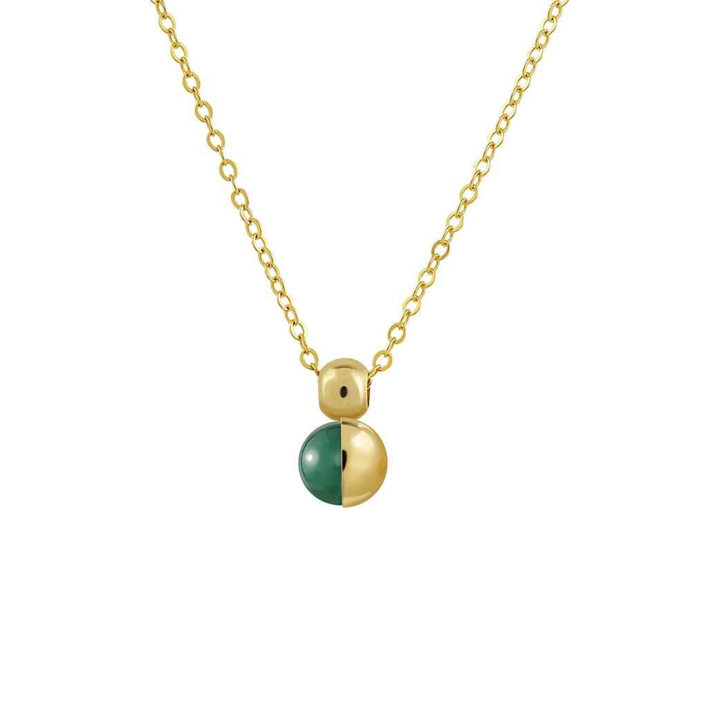 Colgante Oro Luna formado por piedra semipreciosa de crisoprasa diseñado por Vioret Joyas ®