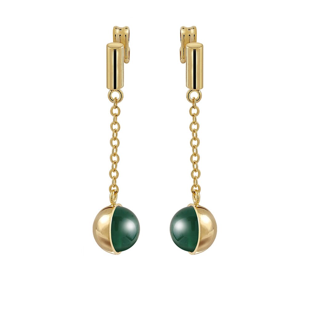 Pendientes Oro Luna Cadena diseñados por Vioret Joyas® y acabados en oro de 18 quilates
