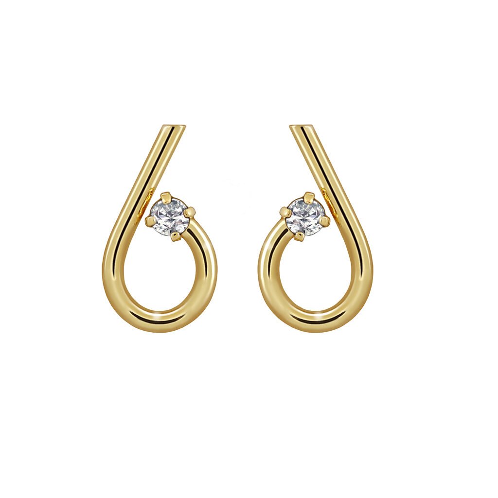 Pendientes Oro Número Seis diseñados por Vioret Joyas® acabados en oro de 18 quilates