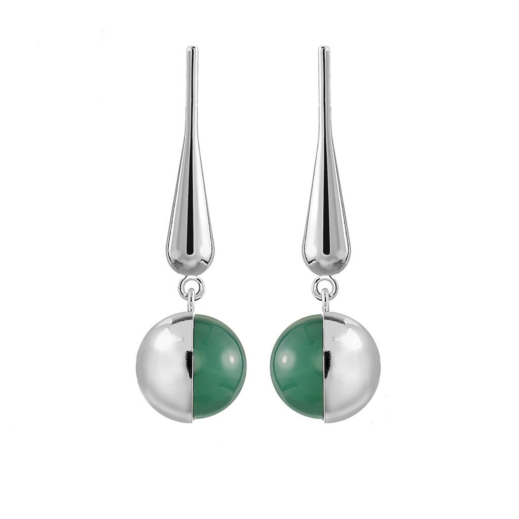 Pendientes Plata Luna Arpón acabados de rodio en plata y diseñados por Vioret Joyas ®