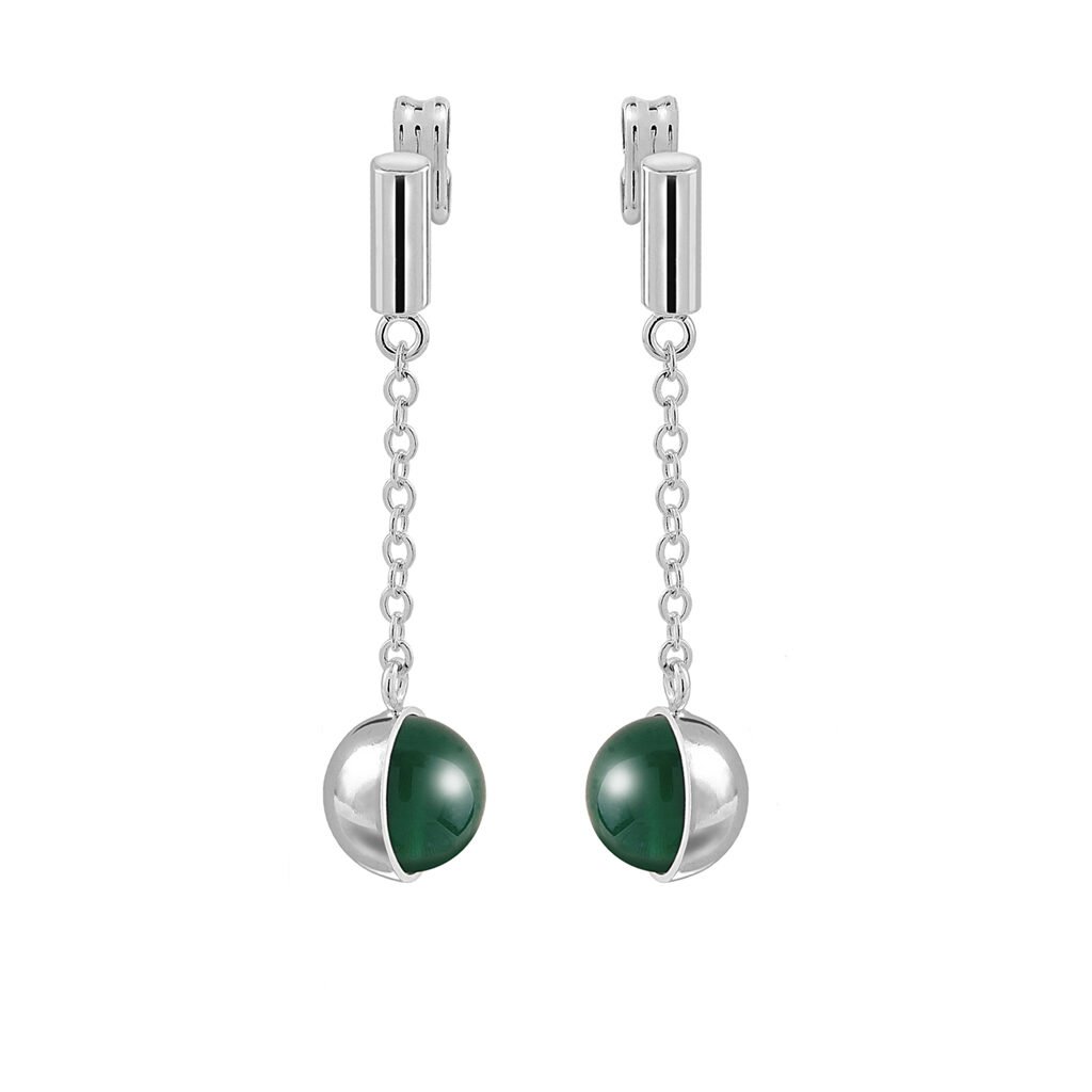 Pendientes Plata Luna Cadena acabados de rodio en plata y diseñados por Vioret Joyas ®