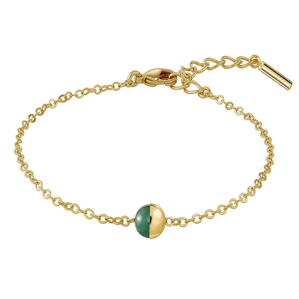 Pulsera Oro Luna formada por ágata verde y diseñada por Vioret Joyas ®