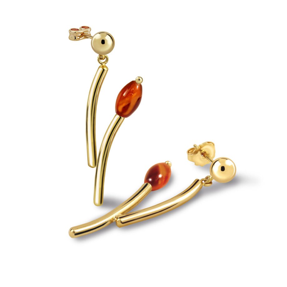 Pendientes Oro Ivana acabados en oro de 18 quilates con carneola